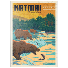 Darstellung des Puzzle Motivs Katmai National Park: Alaska Bears Fishing at Brooks Falls - Puzzleteile: 200