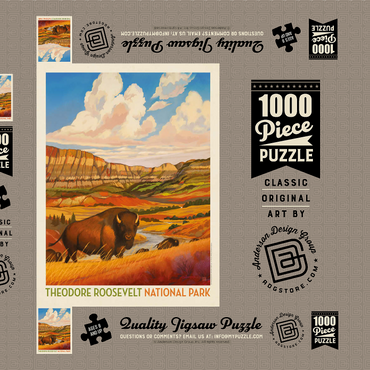 Darstellung des Puzzle Motivs Theodore Roosevelt National Park: Bison Country 1000 Puzzle Schachtel 3D Modell