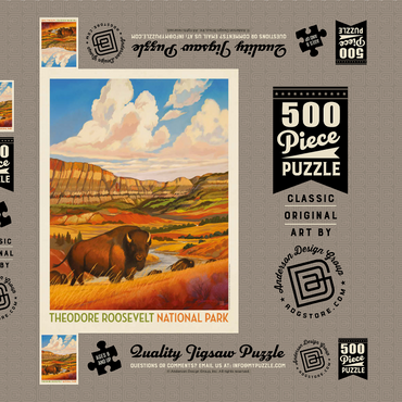 Darstellung des Puzzle Motivs Theodore Roosevelt National Park: Bison Country 500 Puzzle Schachtel 3D Modell