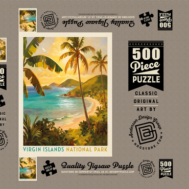 Darstellung des Puzzle Motivs Virgin Islands National Park: Shimmering Shoreline 500 Puzzle Schachtel 3D Modell