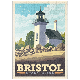Darstellung des Puzzle Motivs Bristol, Rhode Island: Bristol Ferry Lighthouse - Puzzleteile: 500