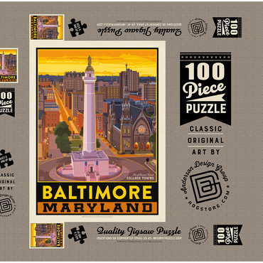Darstellung des Puzzle Motivs American College Towns: Baltimore, MD 100 Puzzle Schachtel 3D Modell