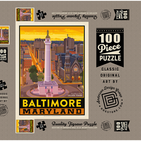 Darstellung des Puzzle Motivs American College Towns: Baltimore, MD American College Towns: Baltimore, MD 100 Puzzle Schachtel 3D Modell