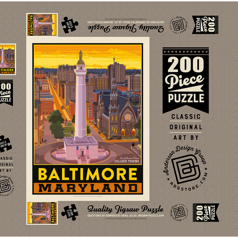 Darstellung des Puzzle Motivs American College Towns: Baltimore, MD American College Towns: Baltimore, MD 200 Puzzle Schachtel 3D Modell
