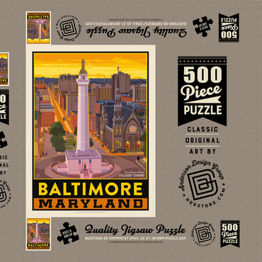 Darstellung des Puzzle Motivs American College Towns: Baltimore, MD 500 Puzzle Schachtel 3D Modell