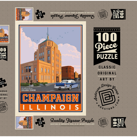 Darstellung des Puzzle Motivs American College Towns: Champaign, IL American College Towns: Champaign, IL 100 Puzzle Schachtel 3D Modell