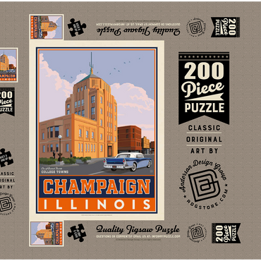 Darstellung des Puzzle Motivs American College Towns: Champaign, IL 200 Puzzle Schachtel 3D Modell
