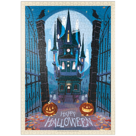 Darstellung des Puzzle-Motivs A Happy Halloween: Vintage Poster Puzzle – Puzzleteile: 1000