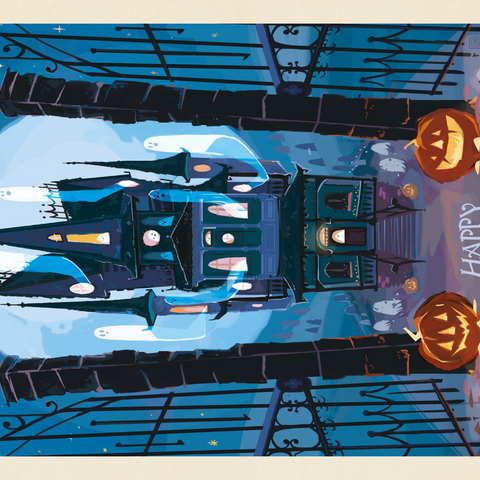 Darstellung des Puzzle Motivs A Happy Halloween: Vintage Poster Puzzle A Happy Halloween: Vintage Poster Puzzle 1000 Puzzle 3D Modell