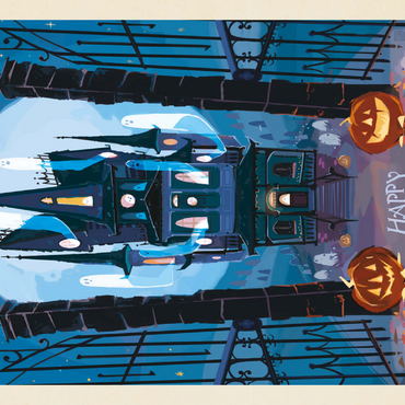 Darstellung des Puzzle Motivs A Happy Halloween: Vintage Poster Puzzle 100 Puzzle 3D Modell