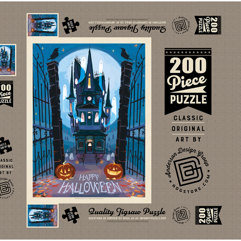 Darstellung des Puzzle Motivs A Happy Halloween: Vintage Poster Puzzle A Happy Halloween: Vintage Poster Puzzle 200 Puzzle Schachtel 3D Modell