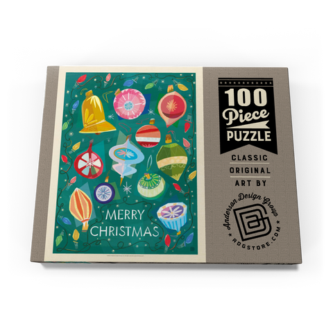 Darstellung des Puzzle Motivs Merry Christmas Retro Holiday Ornaments and Lights Merry Christmas Retro Holiday Ornaments and Lights 100 Puzzle Schachtel Ansicht3