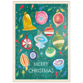 Darstellung des Puzzle Motivs Merry Christmas Retro Holiday Ornaments and Lights - Puzzleteile: 100