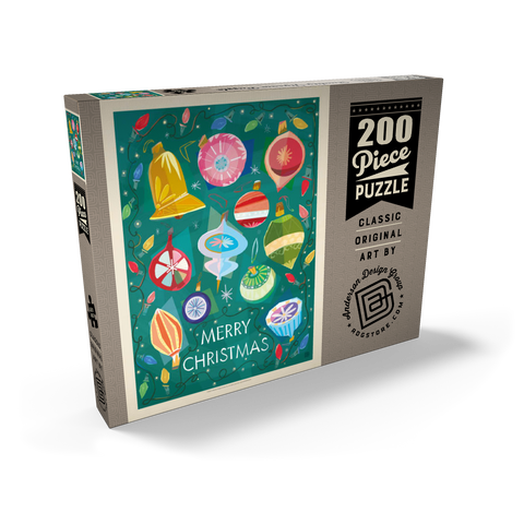 Darstellung des Puzzle Motivs Merry Christmas Retro Holiday Ornaments and Lights Merry Christmas Retro Holiday Ornaments and Lights 200 Puzzle Schachtel Ansicht2