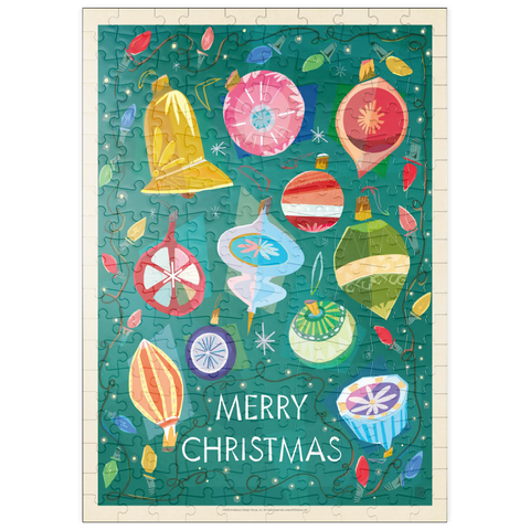 Darstellung des Puzzle Motivs Merry Christmas Retro Holiday Ornaments and Lights puzzleplate Merry Christmas Retro Holiday Ornaments and Lights 200 Puzzle
