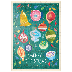 Darstellung des Puzzle Motivs Merry Christmas Retro Holiday Ornaments and Lights - Puzzleteile: 200