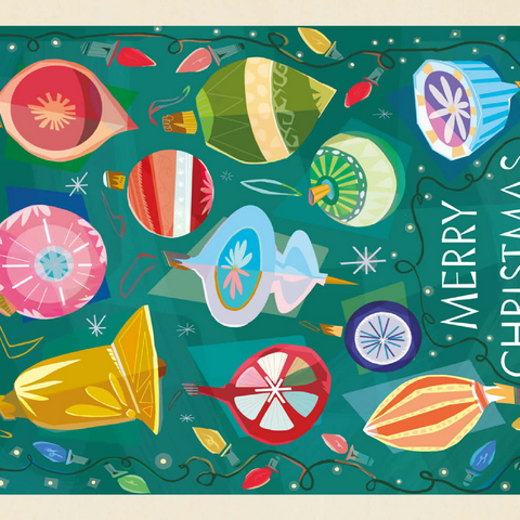 Darstellung des Puzzle Motivs Merry Christmas Retro Holiday Ornaments and Lights Merry Christmas Retro Holiday Ornaments and Lights 200 Puzzle 3D Modell