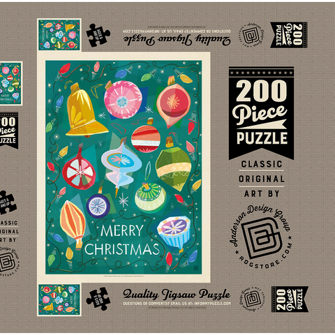 Darstellung des Puzzle Motivs Merry Christmas Retro Holiday Ornaments and Lights Merry Christmas Retro Holiday Ornaments and Lights 200 Puzzle Schachtel 3D Modell