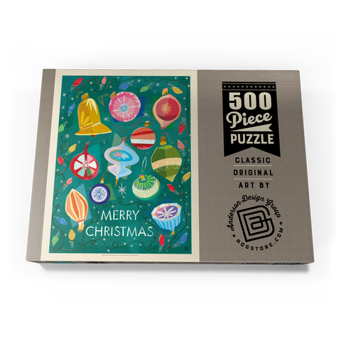 Darstellung des Puzzle Motivs Merry Christmas Retro Holiday Ornaments and Lights Merry Christmas Retro Holiday Ornaments and Lights 500 Puzzle Schachtel Ansicht3