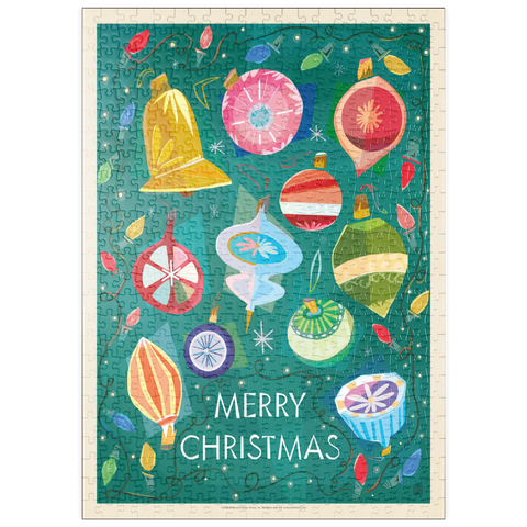 Darstellung des Puzzle Motivs Merry Christmas Retro Holiday Ornaments and Lights puzzleplate Merry Christmas Retro Holiday Ornaments and Lights 500 Puzzle