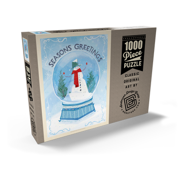 Darstellung des Puzzle Motivs Season’s Greetings Snowman in Winter Snow Globe 1000 Puzzle Schachtel Ansicht2