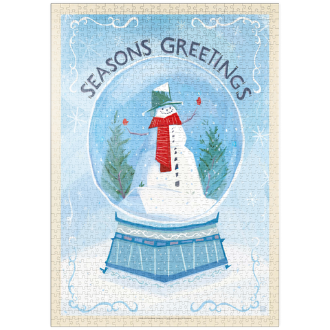 Darstellung des Puzzle Motivs Season’s Greetings Snowman in Winter Snow Globe puzzleplate Season’s Greetings Snowman in Winter Snow Globe 1000 Puzzle