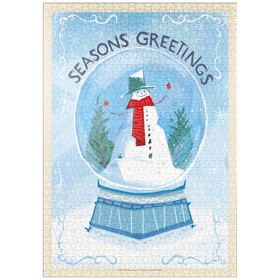 Darstellung des Puzzle Motivs Season’s Greetings Snowman in Winter Snow Globe - Puzzleteile: 1000