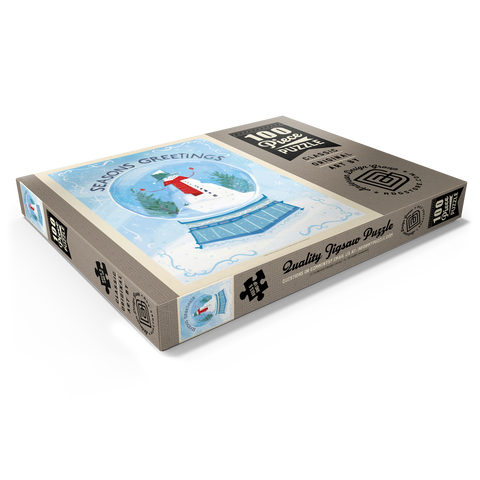 Darstellung des Puzzle Motivs Season’s Greetings Snowman in Winter Snow Globe Season’s Greetings Snowman in Winter Snow Globe 100 Puzzle Schachtel Ansicht1