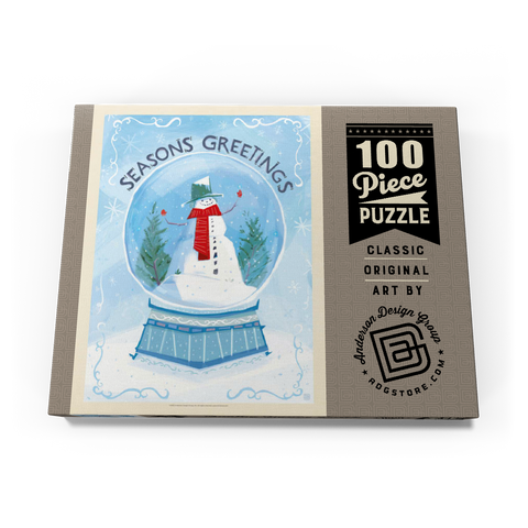 Darstellung des Puzzle Motivs Season’s Greetings Snowman in Winter Snow Globe Season’s Greetings Snowman in Winter Snow Globe 100 Puzzle Schachtel Ansicht3