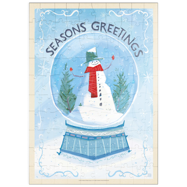 Darstellung des Puzzle Motivs puzzleplate Season’s Greetings Snowman in Winter Snow Globe 100 Puzzle