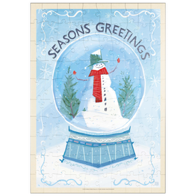 Darstellung des Puzzle Motivs Season’s Greetings Snowman in Winter Snow Globe - Puzzleteile: 100