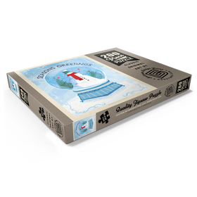 Darstellung des Puzzle Motivs Season’s Greetings Snowman in Winter Snow Globe - Puzzleteile: 200