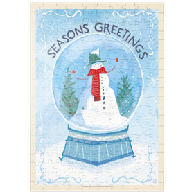 Darstellung des Puzzle-Motivs Season’s Greetings Snowman in Winter Snow Globe – Puzzleteile: 200