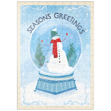 Darstellung des Puzzle Motivs puzzleplate Season’s Greetings Snowman in Winter Snow Globe 200 Puzzle