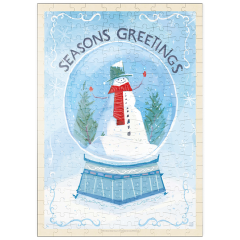 Darstellung des Puzzle Motivs Season’s Greetings Snowman in Winter Snow Globe puzzleplate Season’s Greetings Snowman in Winter Snow Globe 200 Puzzle