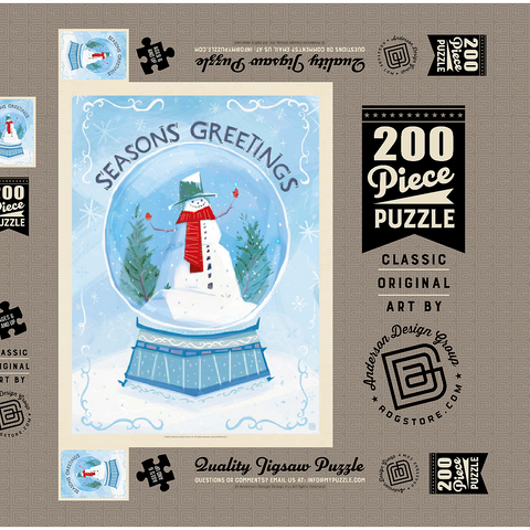 Darstellung des Puzzle Motivs Season’s Greetings Snowman in Winter Snow Globe Season’s Greetings Snowman in Winter Snow Globe 200 Puzzle Schachtel 3D Modell