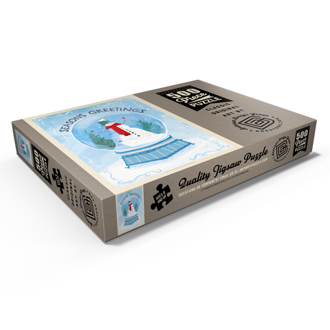 Darstellung des Puzzle Motivs Season’s Greetings Snowman in Winter Snow Globe Season’s Greetings Snowman in Winter Snow Globe 500 Puzzle Schachtel Ansicht1