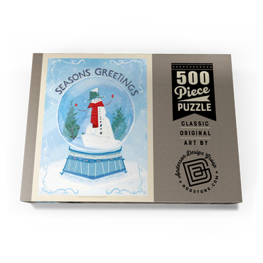 Darstellung des Puzzle Motivs Season’s Greetings Snowman in Winter Snow Globe 500 Puzzle Schachtel Ansicht3