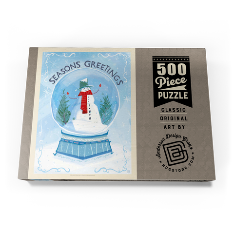 Darstellung des Puzzle Motivs Season’s Greetings Snowman in Winter Snow Globe Season’s Greetings Snowman in Winter Snow Globe 500 Puzzle Schachtel Ansicht3