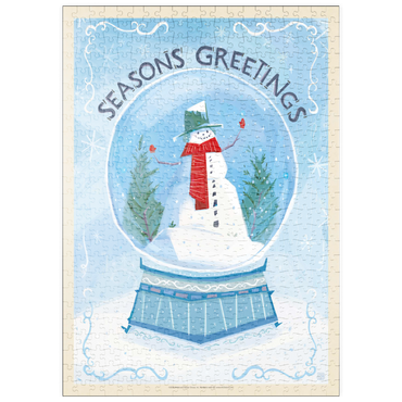 Darstellung des Puzzle Motivs puzzleplate Season’s Greetings Snowman in Winter Snow Globe 500 Puzzle