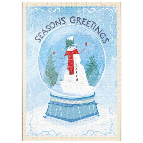 Darstellung des Puzzle Motivs Season’s Greetings Snowman in Winter Snow Globe puzzleplate Season’s Greetings Snowman in Winter Snow Globe 500 Puzzle