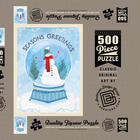 Darstellung des Puzzle Motivs Season’s Greetings Snowman in Winter Snow Globe Season’s Greetings Snowman in Winter Snow Globe 500 Puzzle Schachtel 3D Modell