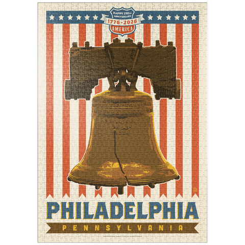 Darstellung des Puzzle Motivs 250th Anniversary USA: Liberty Bell puzzleplate 250th Anniversary USA: Liberty Bell 1000 Puzzle