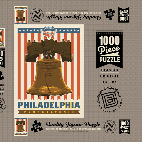 Darstellung des Puzzle Motivs 250th Anniversary USA: Liberty Bell 250th Anniversary USA: Liberty Bell 1000 Puzzle Schachtel 3D Modell