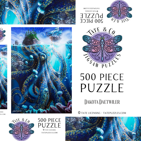 Darstellung des Puzzle Motivs What Lies Beneath Kraken - Dakota Daetwiler What Lies Beneath Kraken - Dakota Daetwiler 500 Puzzle Schachtel 3D Modell