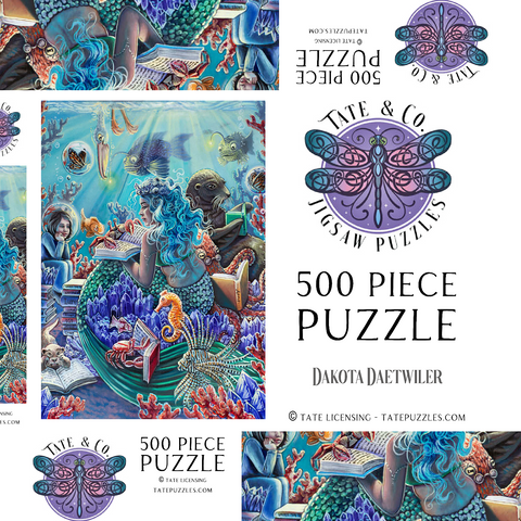 Darstellung des Puzzle Motivs Undersea Library Reading Mermaid - Dakota Daetwiler Undersea Library Reading Mermaid - Dakota Daetwiler 500 Puzzle Schachtel 3D Modell
