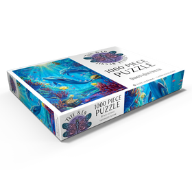 Darstellung des Puzzle Motivs Under The Sea Dolphins Coral Reef - Dakota Daetwiler - Puzzleteile: 1000