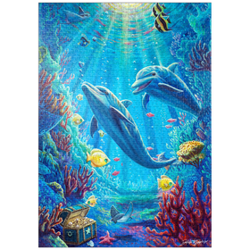 Darstellung des Puzzle Motivs Under The Sea Dolphins Coral Reef - Dakota Daetwiler - Puzzleteile: 1000