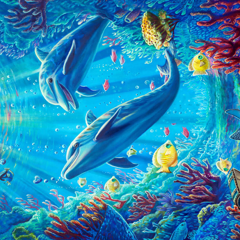 Darstellung des Puzzle Motivs Under The Sea Dolphins Coral Reef - Dakota Daetwiler Under The Sea Dolphins Coral Reef - Dakota Daetwiler 500 Puzzle 3D Modell
