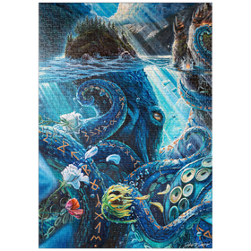 Darstellung des Puzzle Motivs The Wrath of What Lies Beneath Octopus - Dakota Daetwiler - Puzzleteile: 1000